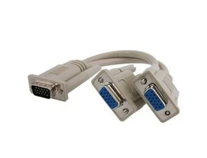8" 15-Pin VGA Male to 2 Dual VGA SVGA Female Cable for PC Laptop - Picture 1 of 3