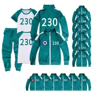 Squid Season 2 Survival Game Green Tracksuit Jacket Pants Kids Cosplay Costume - Picture 1 of 51