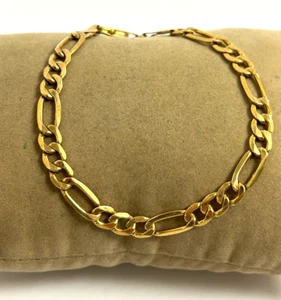 BEAUTIFUL 10K YELLOW GOLD FIGARO CHAIN BRACELET 8" - Picture 1 of 14