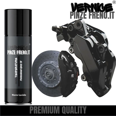 VERNICE SPRAY 2K PER PINZE FRENI NERO LUCIDO ALTA TEMPERATURA AUTO MOTO - Immagine 1 di 2