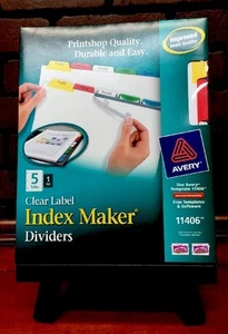 New Avery 11406 Index Maker Clear Label Divider 5 Tabs Stock 274 - Picture 1 of 11