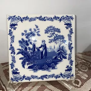 Spode Blue Room Square Trivet Blue & White with Hanger - Picture 1 of 4