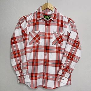 Dixxon Flannel Co. Boys S&S 2020 Plaid Button Down Shirt Orange/ White - Picture 1 of 7