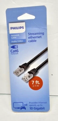 Philips Network Cable Streaming Ethernet Cable Audio/Video Cat6 Network 7ft - Image 1 of 3