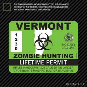 Calcomanía troquelada con permiso de caza de zombis de Vermont equipo de respuesta al brote - Imagen 1 de 1
