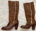 Michael Kors Woman's Winter Leather & Sheepskin Shearling Boots 3.5" Heel Size 6