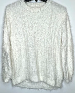 ZARA Knitwear Sweater Girls 11-12 White Nylon Winter Collections Fuzzy Eggshell - Picture 1 of 5
