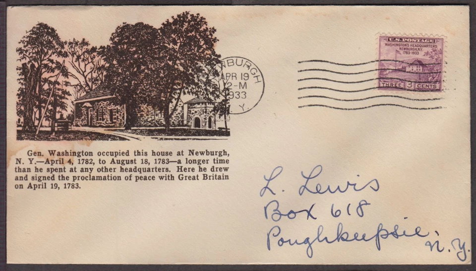 1933 NEWBURGH Washington Sc 727-37 Alfred C. Horn cachet - Image 1 of 1