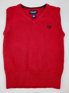 Chaps Red Knit V-Neck Sweater Vest Size 4T Toddler Boys Christmas Sweater - Picture 1 of 8