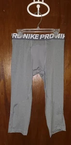 Nike Pro Dri Fit Gray Crop Base Layer Pants Sz Youth Large - Picture 1 of 3