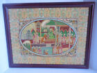 Vintage Indo Mughal Persian painting on ceramic hand painted framed 26,5"