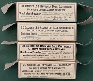 FA, PCC, WCC Y USCC .38 BOLA REVÓLVER PRE-WW I NUEVA RÉPLICA CAJA MUNICIÓN JUEGO DE EXHIBICIÓN - Imagen 1 de 12