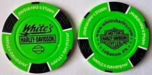WHITE'S HARLEY-DAVIDSON Lebanon PA Neon Green/Black Signature Poker Chip - Picture 1 of 3