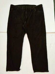 Wrangler 96501CB Mens 44 X 30 Black Taper Leg Jeans With Waist Button Extender - Picture 1 of 10