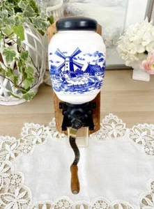 Old Vintage Manual Dutch Coffee Grinder Delft Porcelain With A Mill Netherlands - Picture 1 of 10