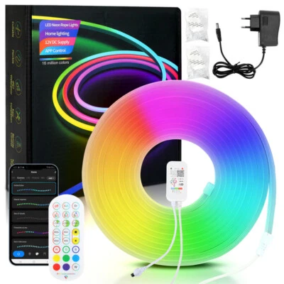 2-10M Neon LED Streifen Flex Schlauch APP Strip Außen Innen Lichtschlauch RGBIC - Bild 1 von 4