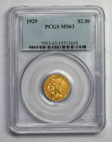 1929 Indian Gold Quarter Eagle $2.50 Coin PCGS graded MS63 Free Shipping!! Cover