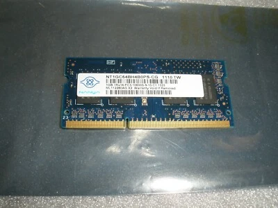Lot of (2) NANYA 1GB 1Rx16 PC3-10600S-9-10-C1 1333 204pin Laptop Ram Memory - Image 1 of 2
