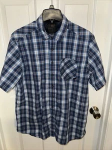 5.11 Tactical Men's Shirt Large Blue Plaid Button Up SS Outdoor Concealed Snap - Picture 1 of 5