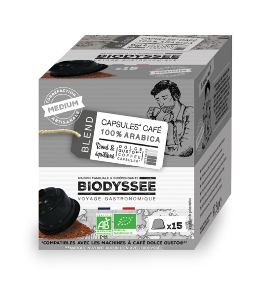 Biodyssee Capsules Compatible dolce gusto Bio 100% Arabica Medium x15 Photo Related
