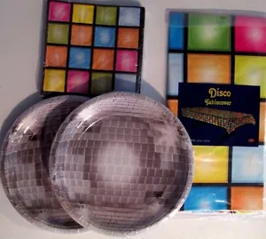 DISCO BALL - Birthday Party Supply Set Pack Kit w/ PLates,Napkins & Tablecover - Picture 1 of 1