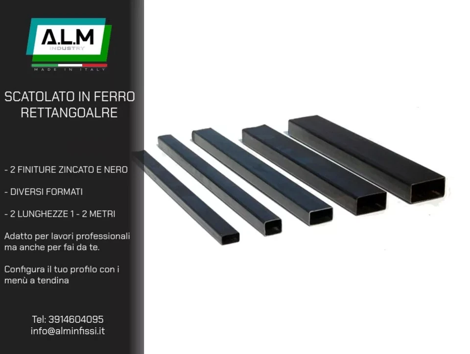 BARRA IN FERRO RETTANGOLARE, PROFILO IN FERRO VARIE SEZIONI LUNGHEZZE FINITURE - Immagine 1 di 1