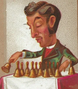 1881 F. Todd-Eleganter Mann läutet Glocken-Sexton-Street Musiker-Busker-Glockenklingel - Bild 1 von 5