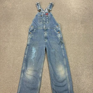 Dickies Dungarees Kids Large Blue 26x22 Overalls Denim Carpenter Workwear Youth - Picture 1 of 12