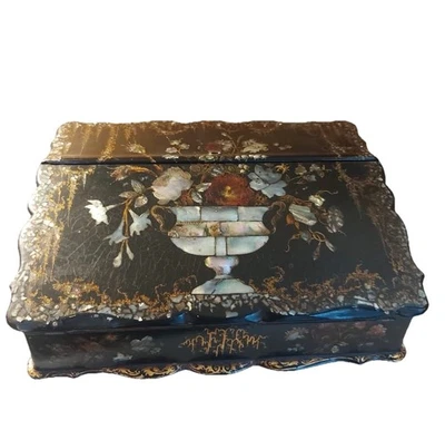 Ancien Ecritoire De Voyage En Laque Burgauté NAPOLEON III - Photo 1/4