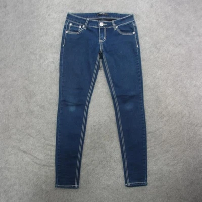 Pantalones de mezclilla Almost Famous para mujer 6/7 azules ajustados elásticos lavado oscuro tiro medio Foto 1 de 4