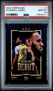 PSA 10 Lebron James / Bronny James Jr. 2024 Topps Now #1 Father/Son Debut Lakers - Picture 1 of 3