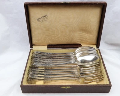 Antiguo Cubiertos CHRISTOFLE Patrón Imperio Caja Original 1850-1899 Tenedores y Cucharas Foto 1 de 4