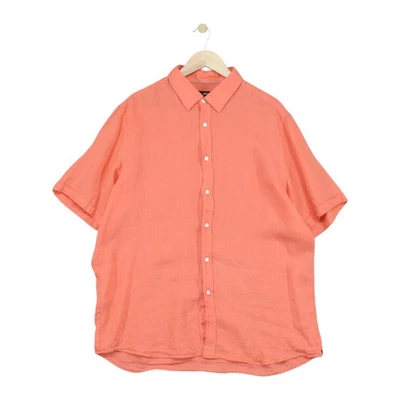 Hugo Boss Linen Shirt Mens Size 2XL Orange Short Sleeve Summer Lightweight - Image 1 of 4