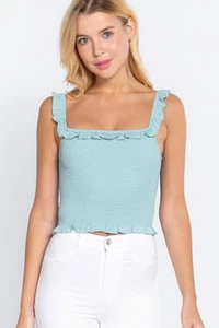 Smocking Ruffle Cami Woven Top - Picture 1 of 4
