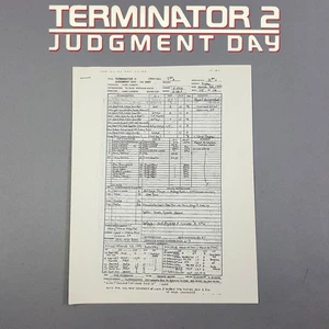 Terminator 2 - Production Used Call Sheet, Interior Steel Mill, COA - Picture 1 of 8