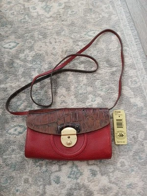 NUEVO Cartera Brahmin Sadie Lafayette Cuero Bandolera Cerradura Llave Cartera Latón Foto 1 de 4