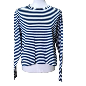 AYR The French Fry T-Shirt Damen L blau weiß gestreift Langarm Oberteil maritim - Bild 1 von 8