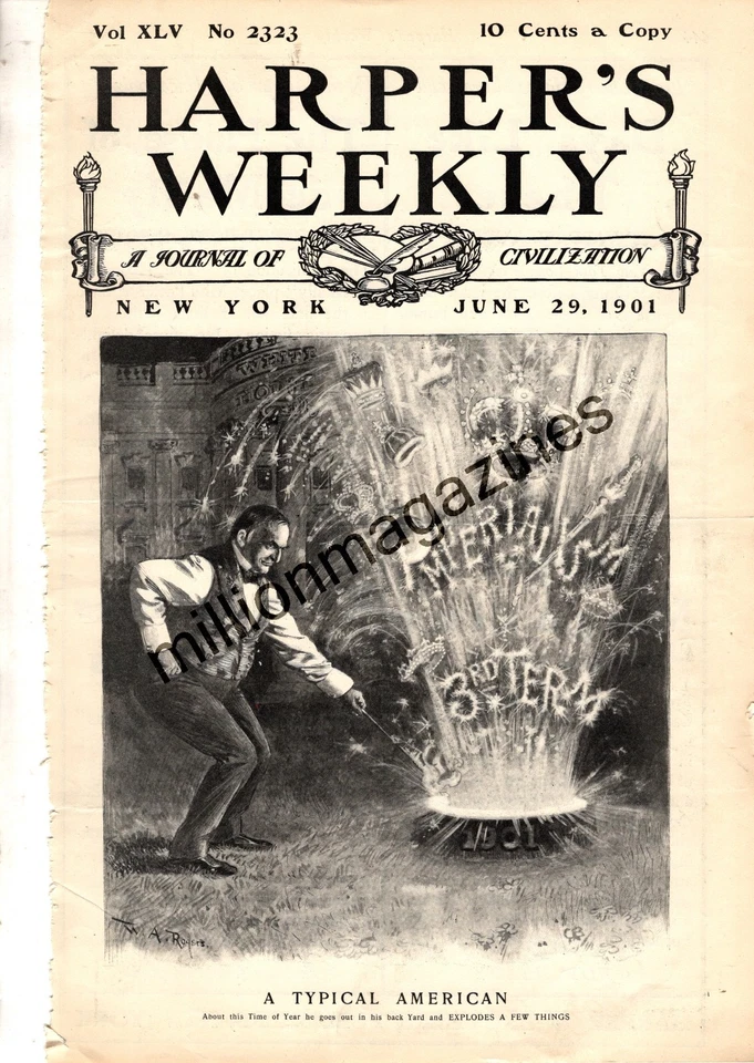 1901 Harpers Weekly June 29 - Yale-Harvard Rowing; Golf Clubs in America; - Image 1 of 1