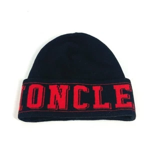 MONCLER logo beanie hat knit hat knit cap Knit hat wool Black/Red - Picture 1 of 11