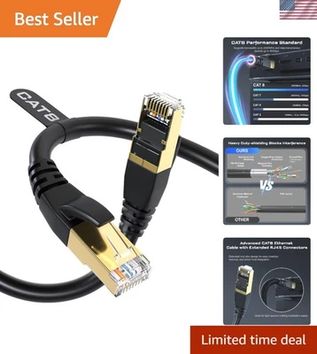 Outdoor Indoor Cat8 Ethernet Cable 3FT – 40Gbps with Gold-Plated RJ45 Connector - Image 1 of 4