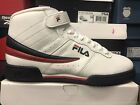 Mens Fila F13 Classic Mid High Top Basketball Shoes Sneakers W/N/R Size 10.5