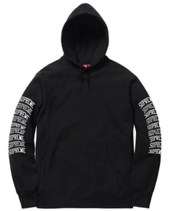 Supreme Sleeve Arc Hooded Sweatshirt Black Size Large SS17 Hoodie - Picture 1 of 7