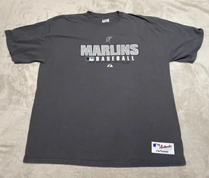 Miami Marlins T-Shirt Men's Size 2XL Gray Short Sleeve Authentic MLB Majestic - Picture 1 of 6