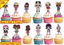 56 LOL SURPRISE DOLLS  Birthday Cup Cake Party Toppers Wafer Edible STAND UP
