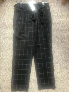 Miss Selfridge Black Check Smart Trousers BNWT - Picture 1 of 6