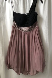 New Look Black Dusky Pink /Mauve Sequin One Shoulder Party Dress Size UK 14 - Picture 1 of 13