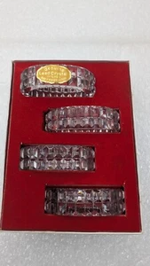 Vintage 4er Set Serviettenringe ovaler geschliffener Kristall facettiert - Bild 1 von 3