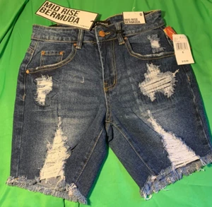 JUNIOR/DAMEN FAST BERÜHMT MITTELHOHE BERMUDA DESTOYED SHORTS GRÖSSE 0 - Bild 1 von 4