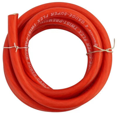 Rockville R4G5R Rojo 4 AWG Calibre 5 Pies Coche Amplificador Cable de Tierra Conducción Ultra Pura Foto 1 de 4