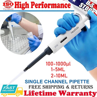 NESTLAB Autoclavable Single Channel Pipette Adjustable Volume Lab Micropipette Pipettors